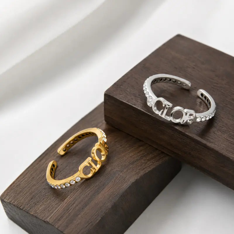 Custom Diamond Name Ring Stainless Steel