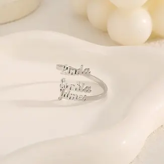 Personalized Stainless Steel Adjustable Multiple Name Ring
