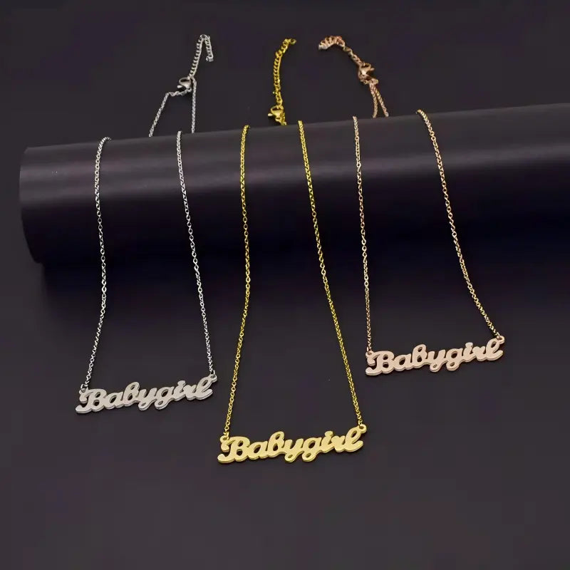 Stainless Steel and Gold Plated Initial Necklace Earrings Set