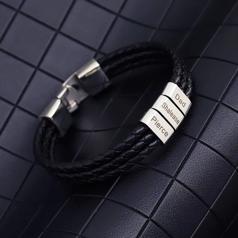 Custom Beaded Braided PU Leather Bracelets