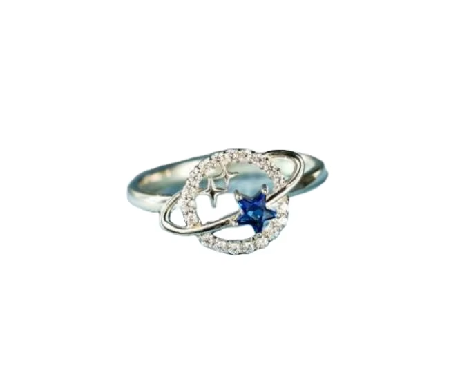 Blue Star Moon Ring for Women