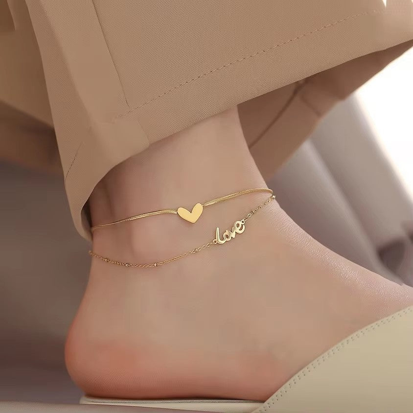 Simple 18K Gold Plated Stainless Steel Anklet