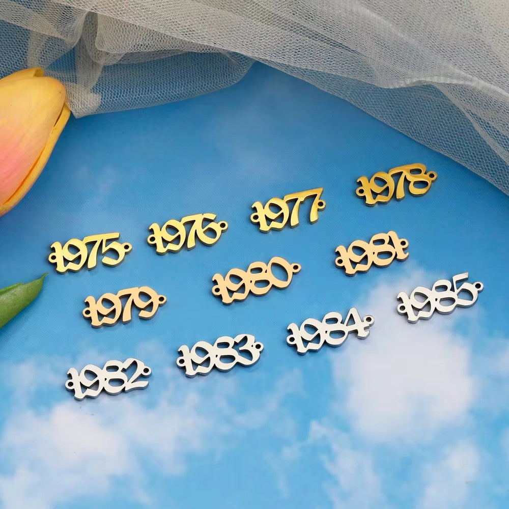 New Birth Year Stainless Steel Pendants Charms