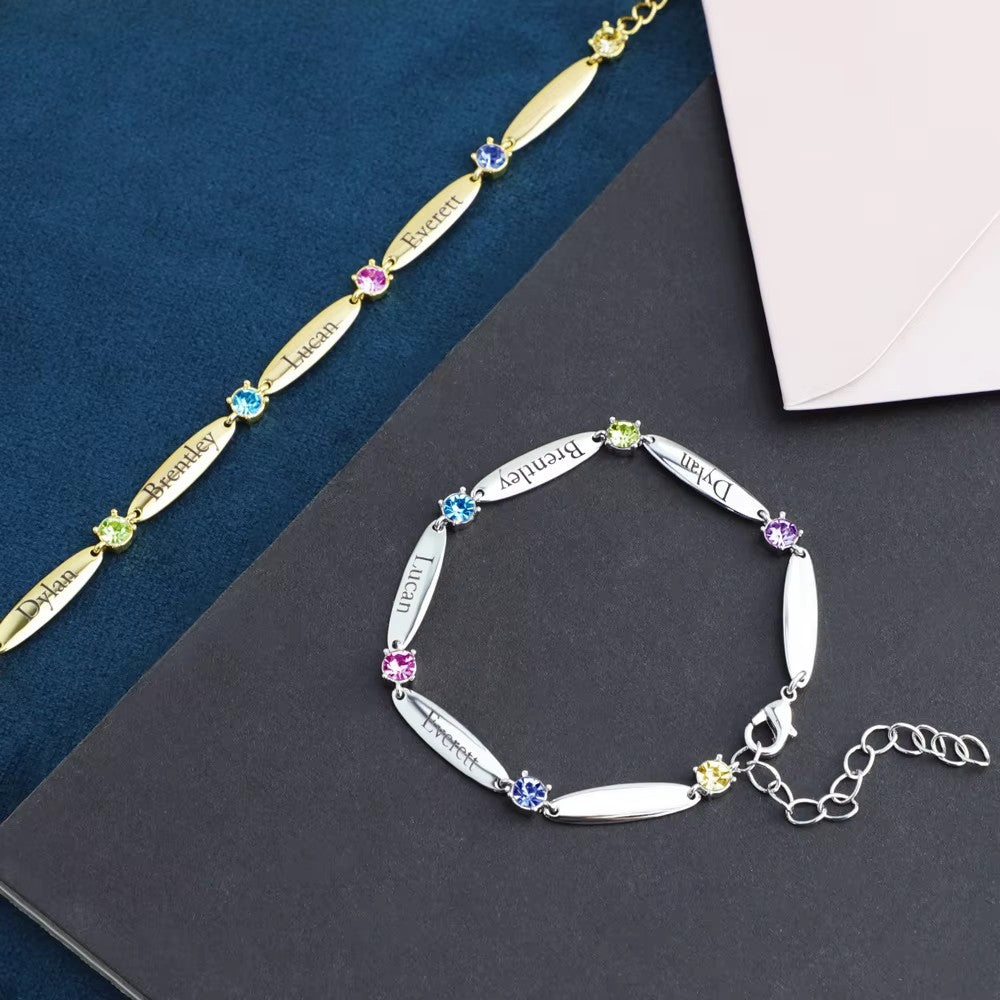12 Multicolor Engraved Name Custom Chain Bracelet