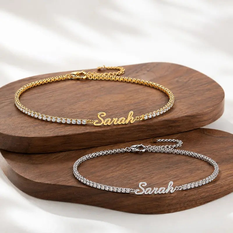 Personalized DIY Titanium Steel Adjustable Name Bracelet with Diamond