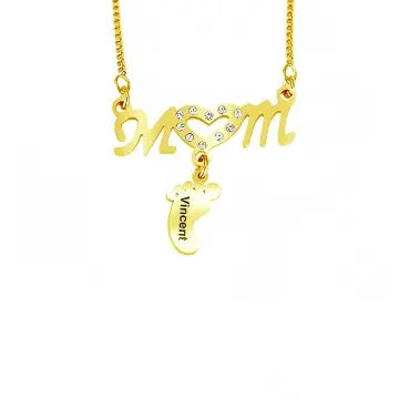 Foot Name Necklace 18K PVD Gold Plated Stainless Steel