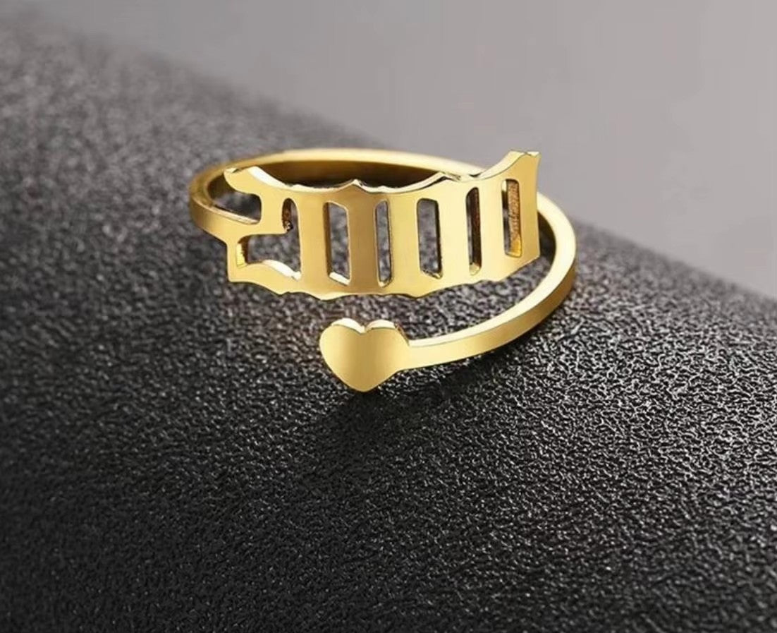 Custom Birth Year Ring Stainless Steel for Girl and Women Trendy