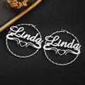 Custom Name Fancy Circle Earring Huggie Earrings