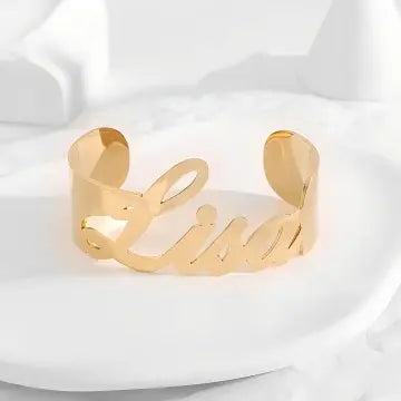 Personalized Adjustable Name Bangle 18K PVD Plated Stainless Steel