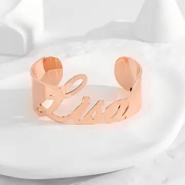 Personalized Adjustable Name Bangle 18K PVD Plated Stainless Steel