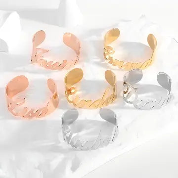 Personalized Adjustable Name Bangle 18K PVD Plated Stainless Steel