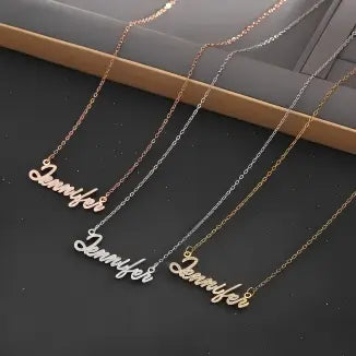 Diamond Name Necklace 18K PVD Gold Plated Stainless Steel
