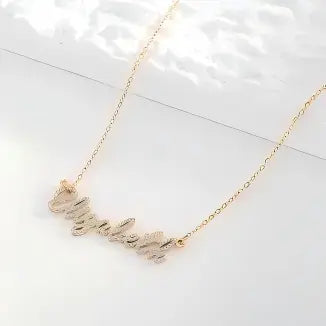 Diamond Name Necklace 18K PVD Gold Plated Stainless Steel