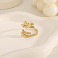 Personalized 1-4 Names Hollow Stainless Steel Adjustable Ring