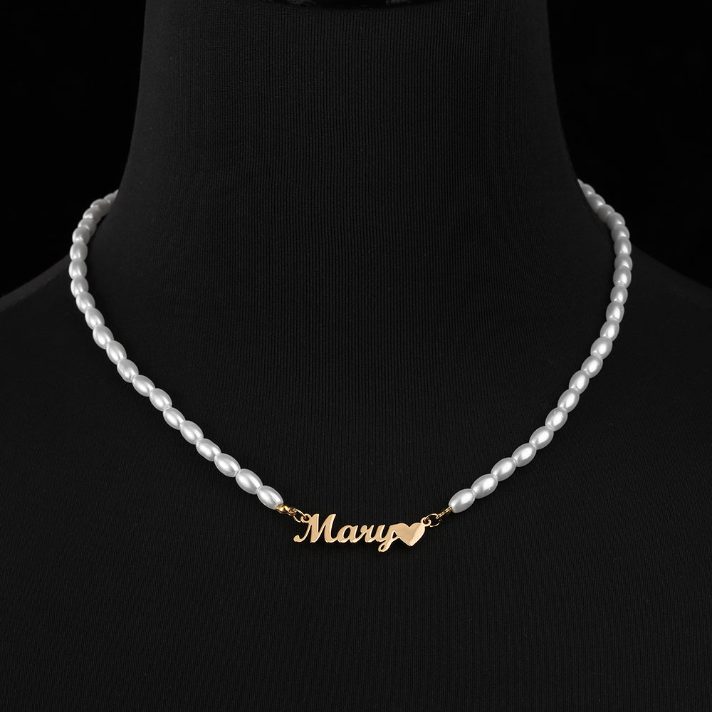 Women Pearl Necklace 18K PVD Gold Plated Stainless Steel