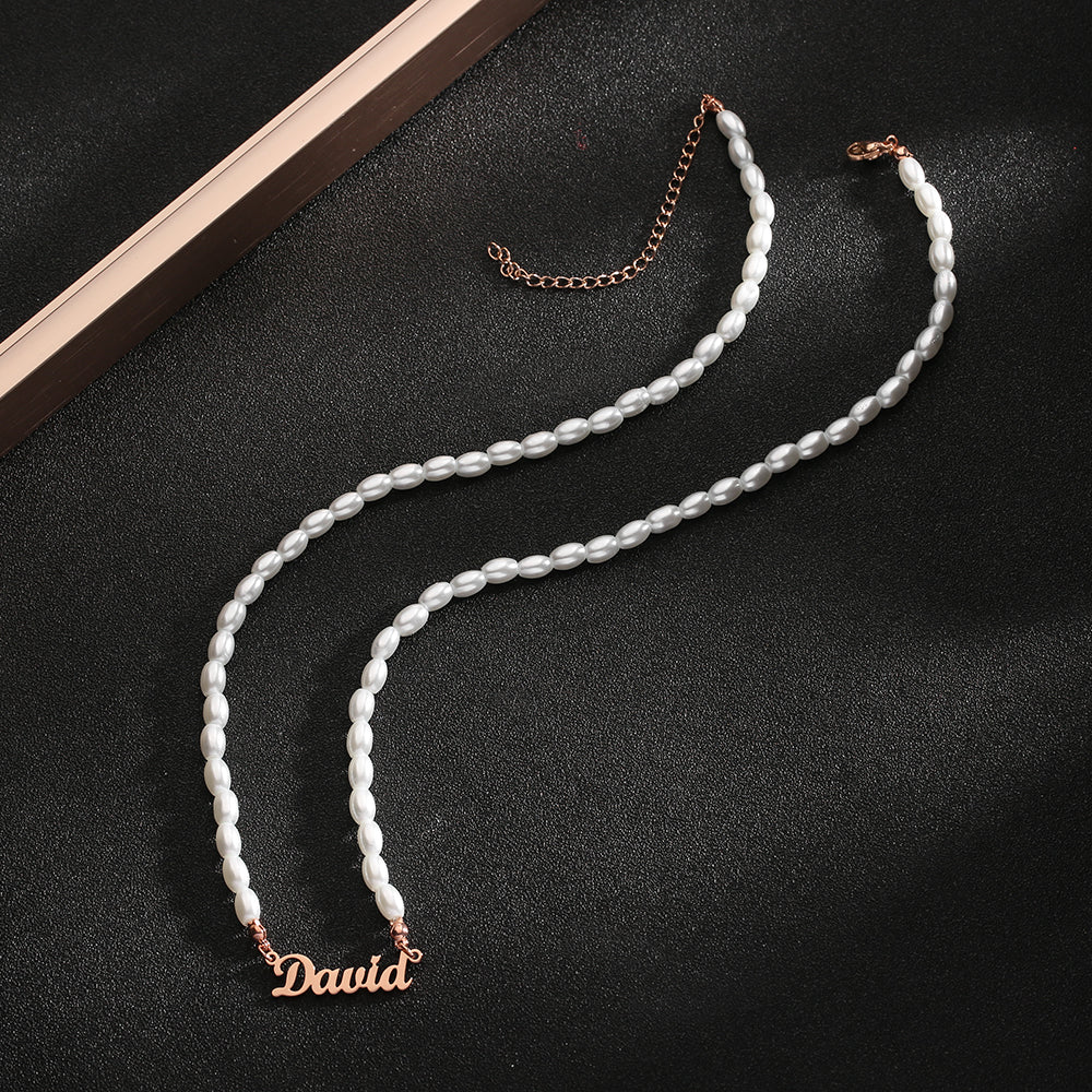 Women Pearl Necklace 18K PVD Gold Plated Stainless Steel