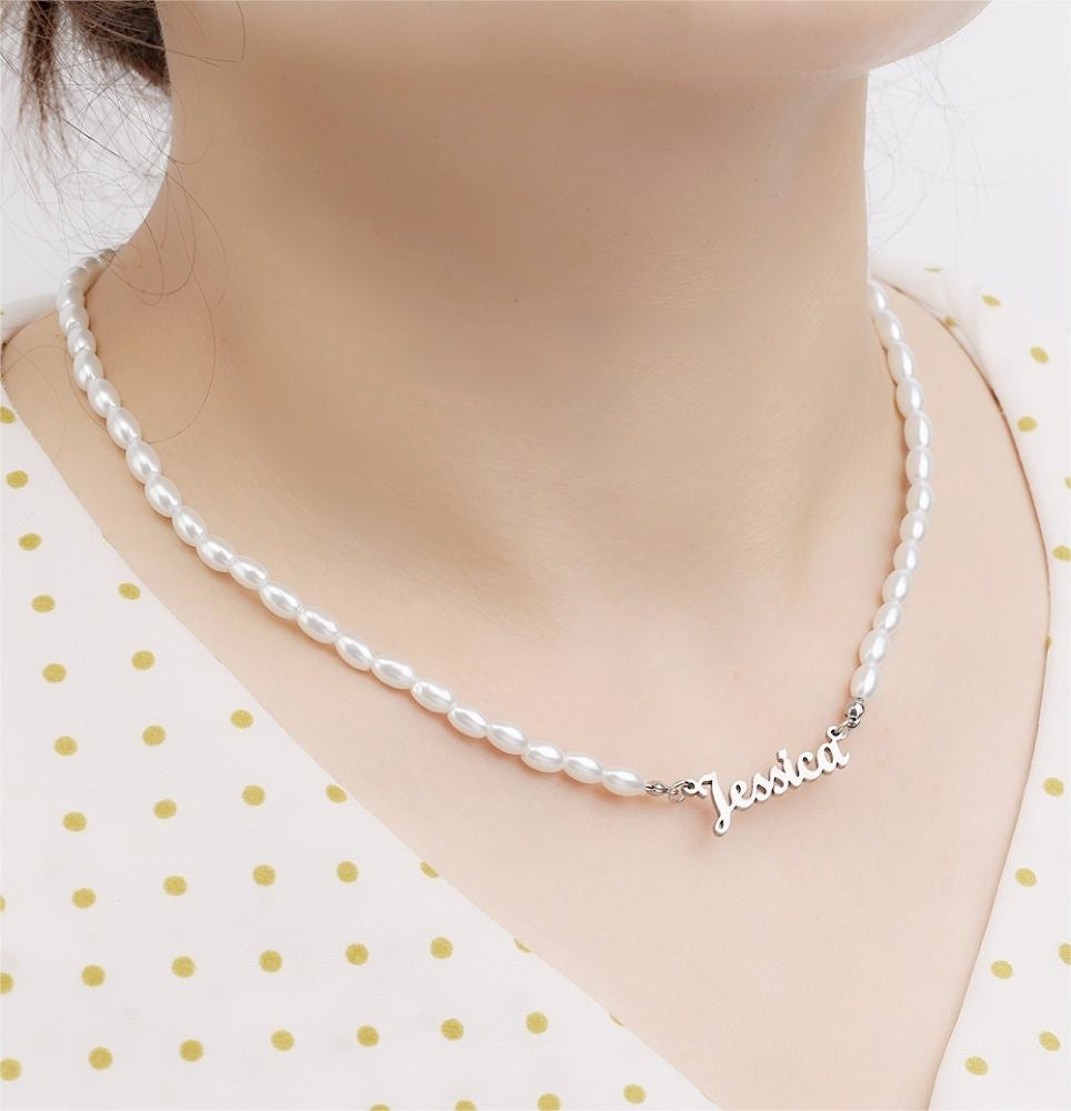 Women Pearl Necklace 18K PVD Gold Plated Stainless Steel