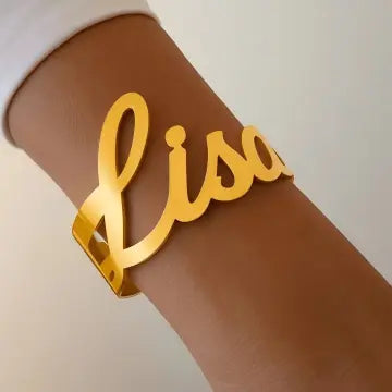 Personalized Adjustable Name Bangle 18K PVD Plated Stainless Steel