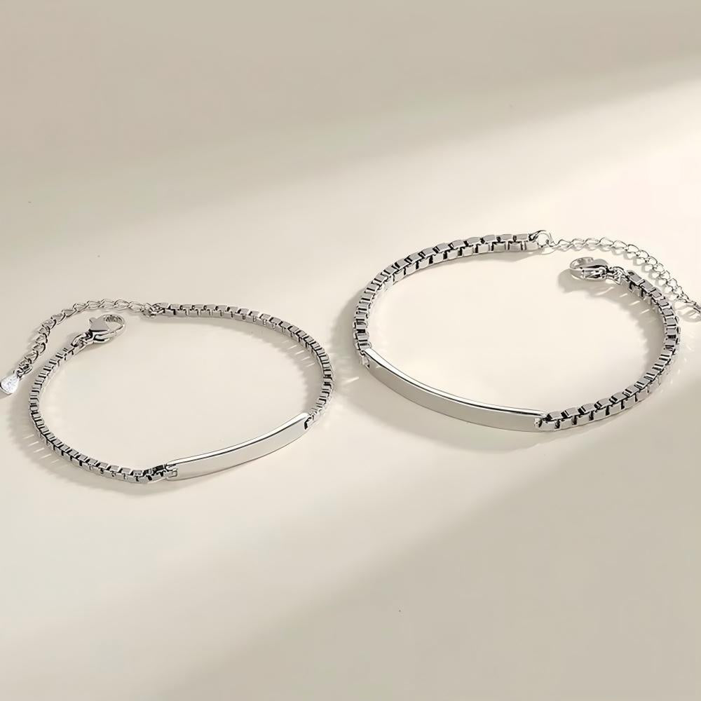 Engraved Custom Couple Steel Name Bracelet Jewelry Set