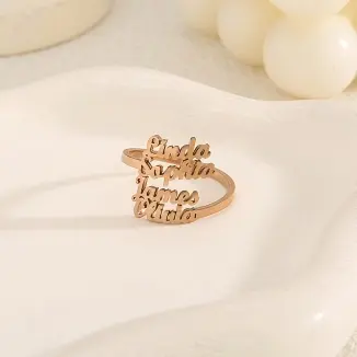 Personalized Stainless Steel Adjustable Multiple Name Ring