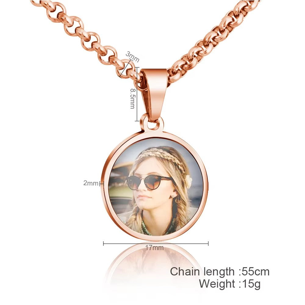 Customized Stainless Steel Printed Photo Pendant Necklace