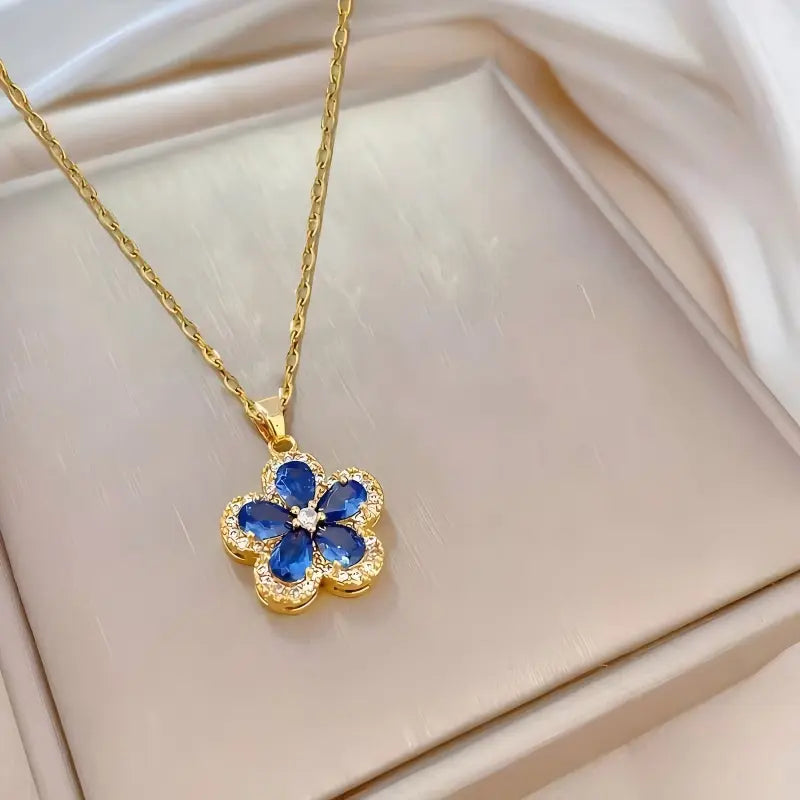 Luxury Bling Zircon Colorful Crystal Earrings Necklace Set