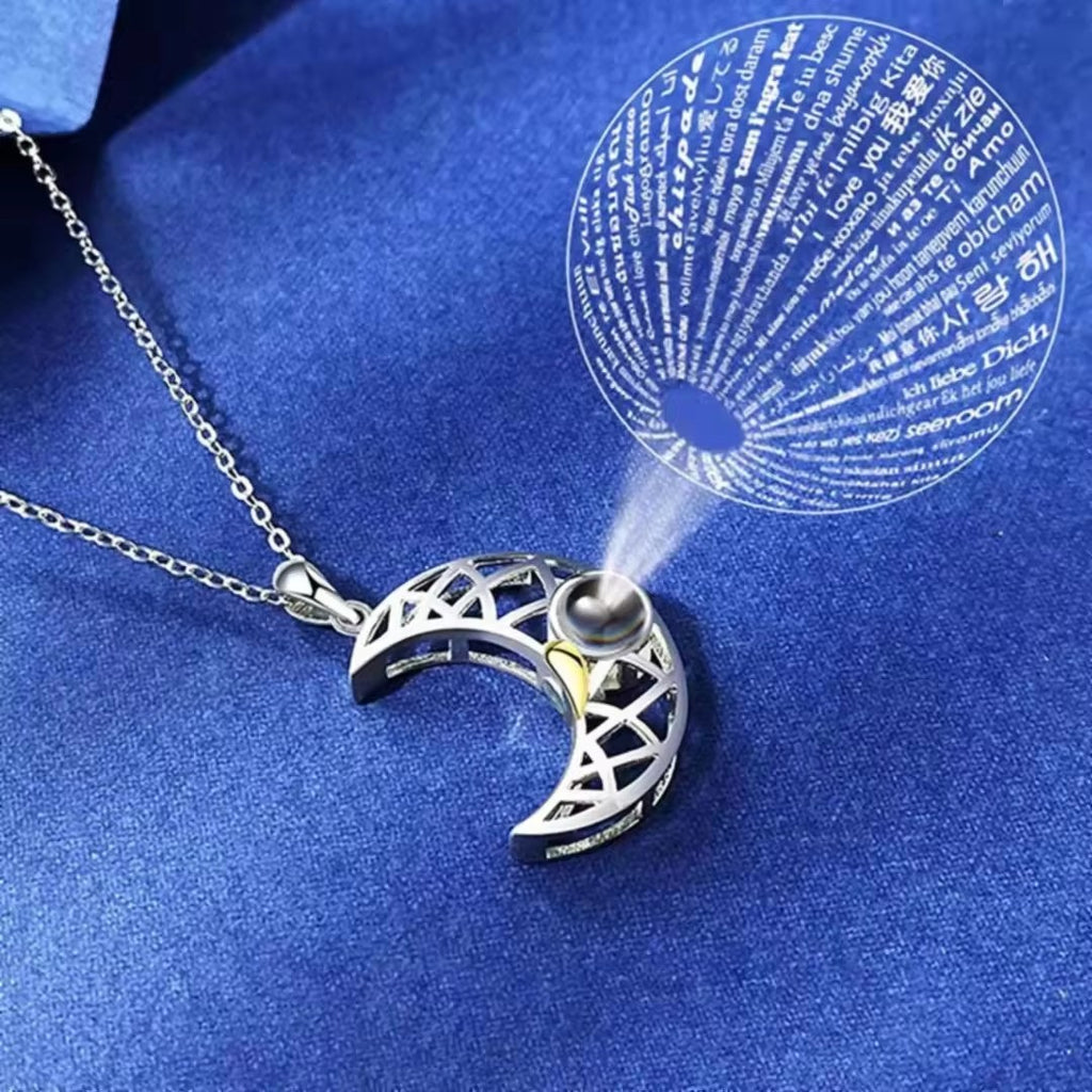 Sun Moon Projection Necklace 100 Languages 'I Love You'