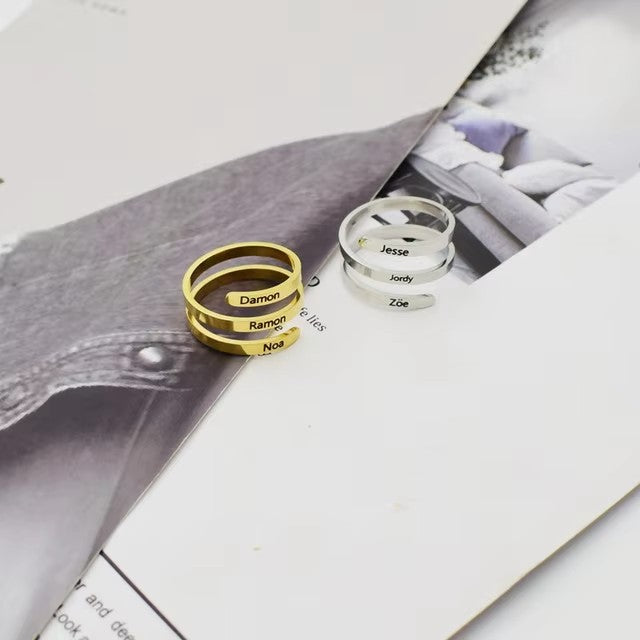 Custom Engraved Name Date Stainless Steel Rings