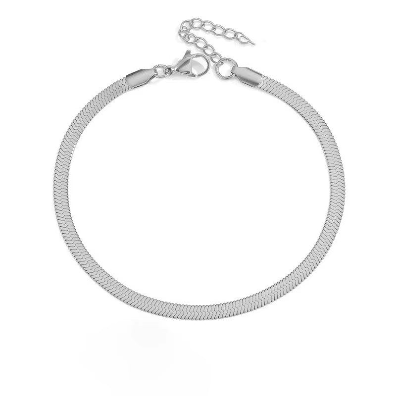 Tarnish-Free Stainless Steel Snake Chain Anklets 18K Gold Plated