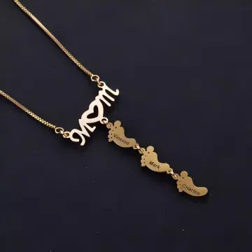 Foot Name Necklace 18K PVD Gold Plated Stainless Steel