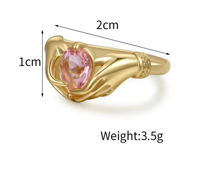 Stainless Steel Ring Heart Engagement Ring with Oval Cut