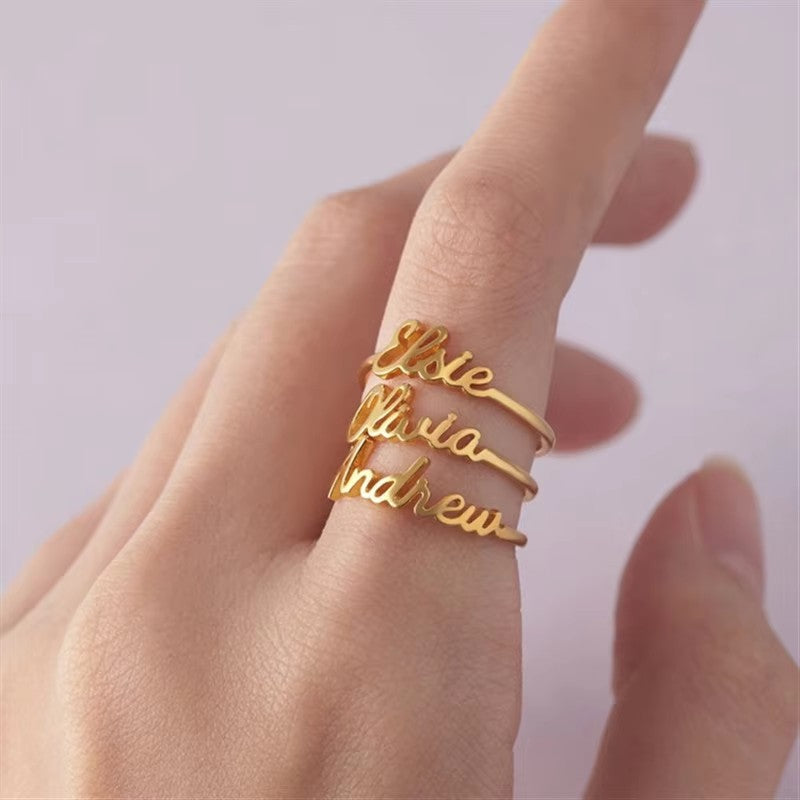 Personalized Stainless Steel Adjustable 1 Name Ring