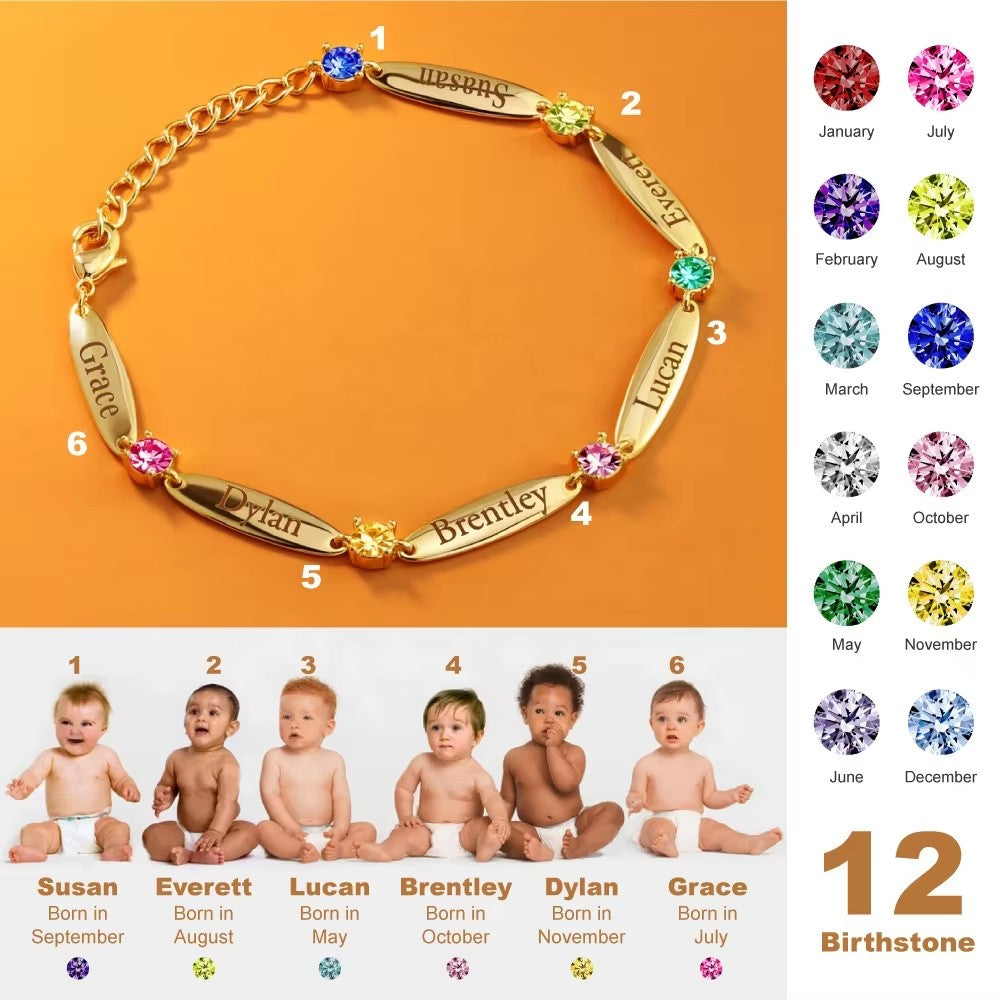 12 Multicolor Engraved Name Custom Chain Bracelet