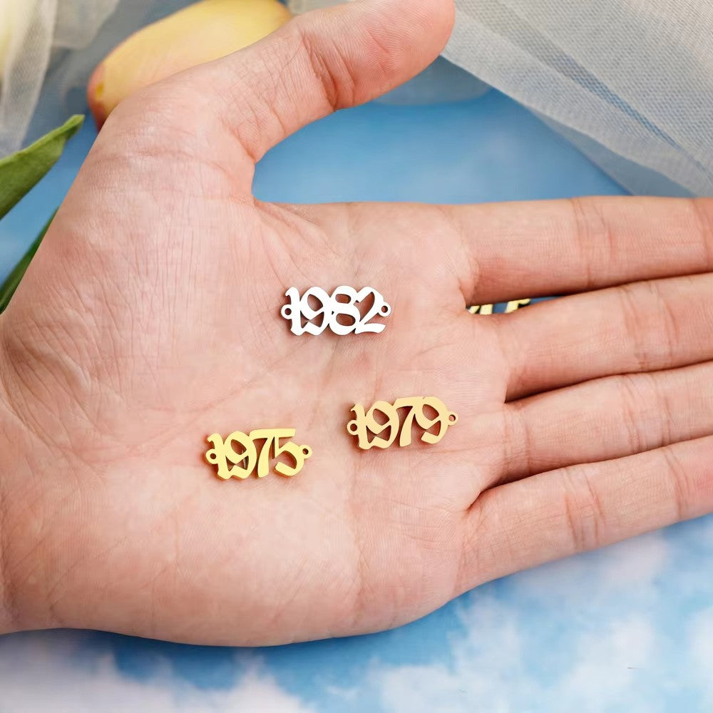 New Birth Year Stainless Steel Pendants Charms