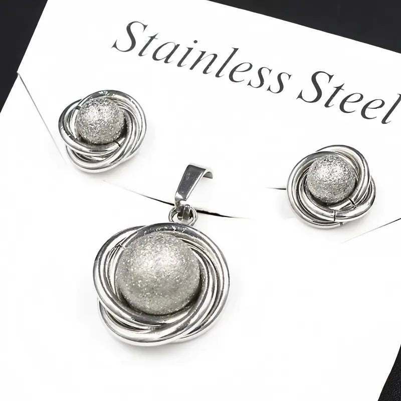 Gold Plated Stainless Steel Earring and Necklace Set