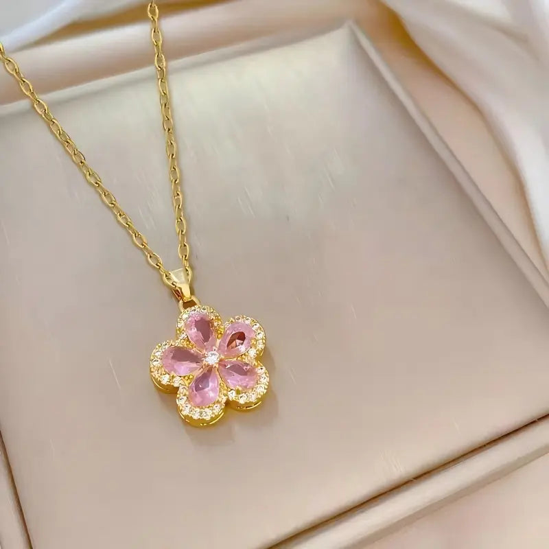 Luxury Bling Zircon Colorful Crystal Earrings Necklace Set