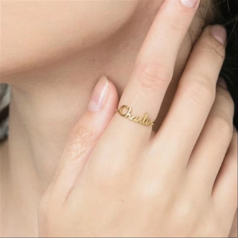 Personalized Stainless Steel Adjustable 1 Name Ring