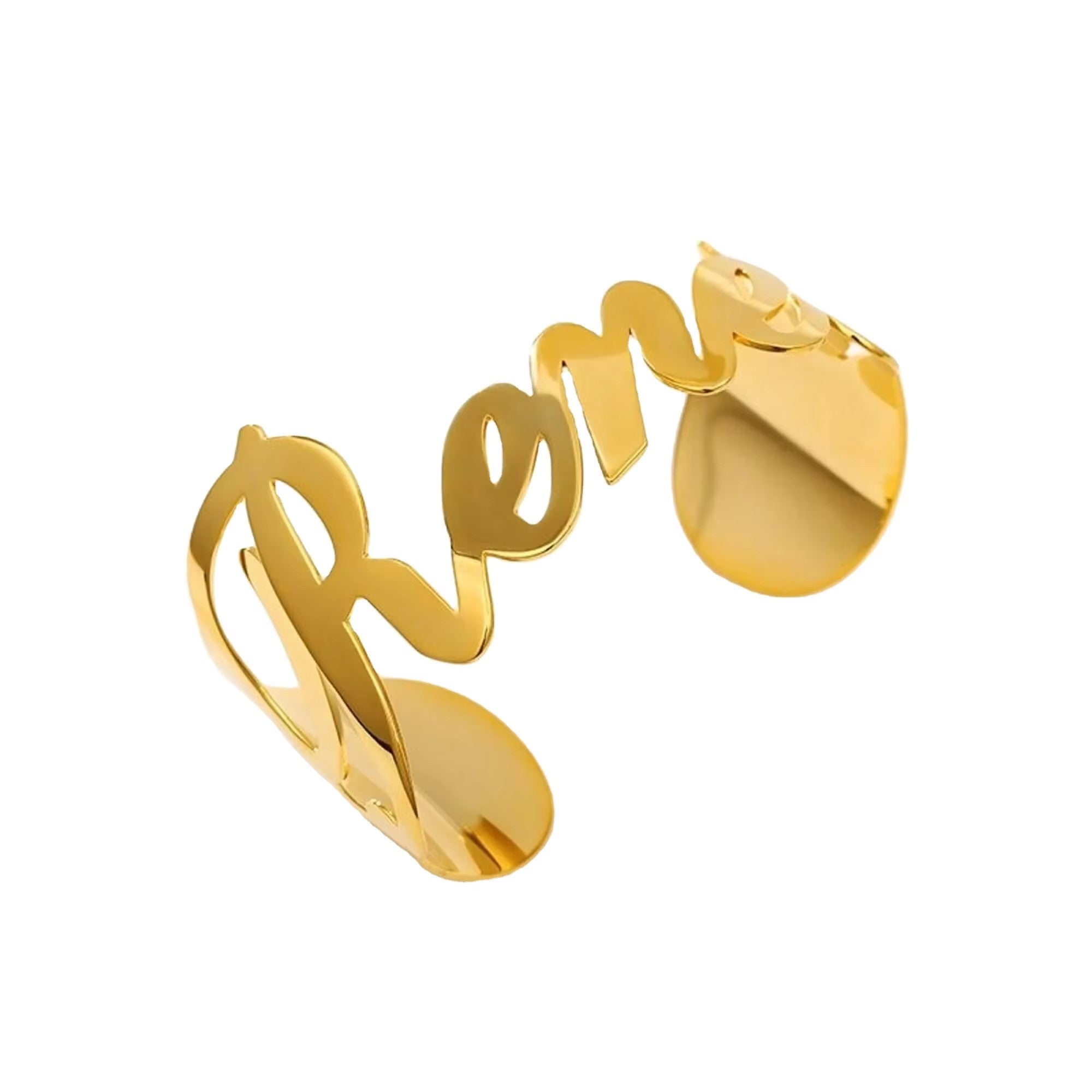 Personalized Adjustable Name Bangle 18K PVD Plated Stainless Steel