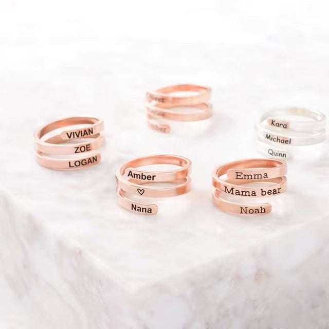 Custom Engraved Name Date Stainless Steel Rings