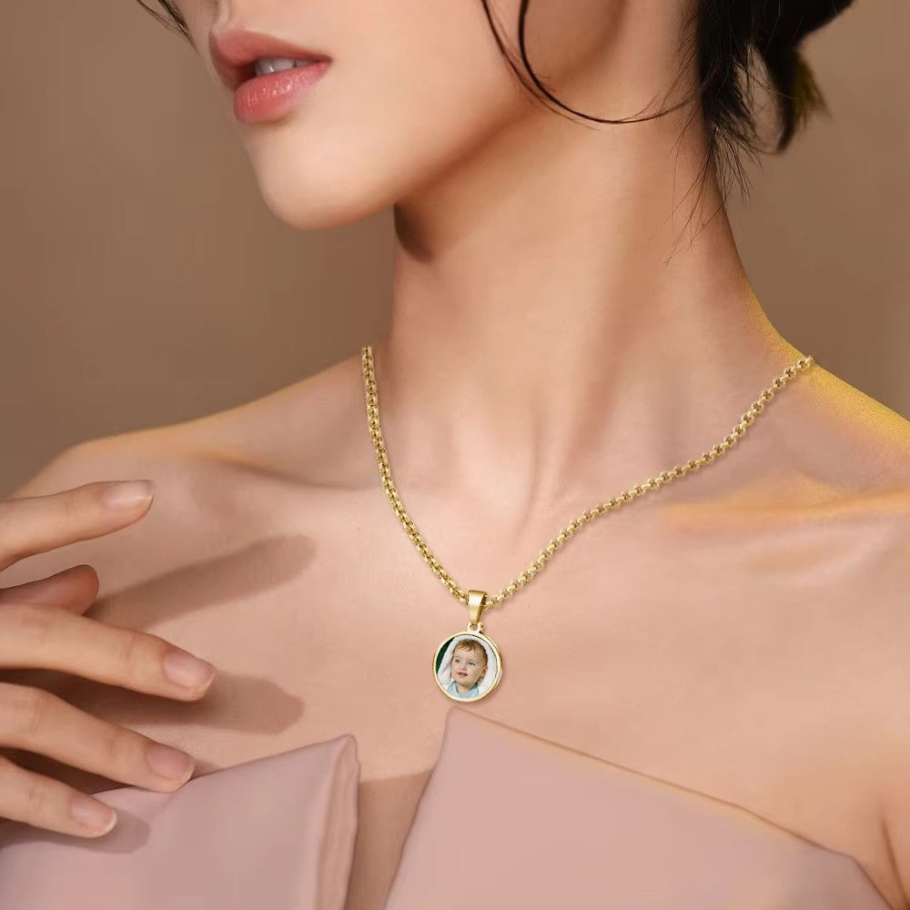 Customized Stainless Steel Printed Photo Pendant Necklace