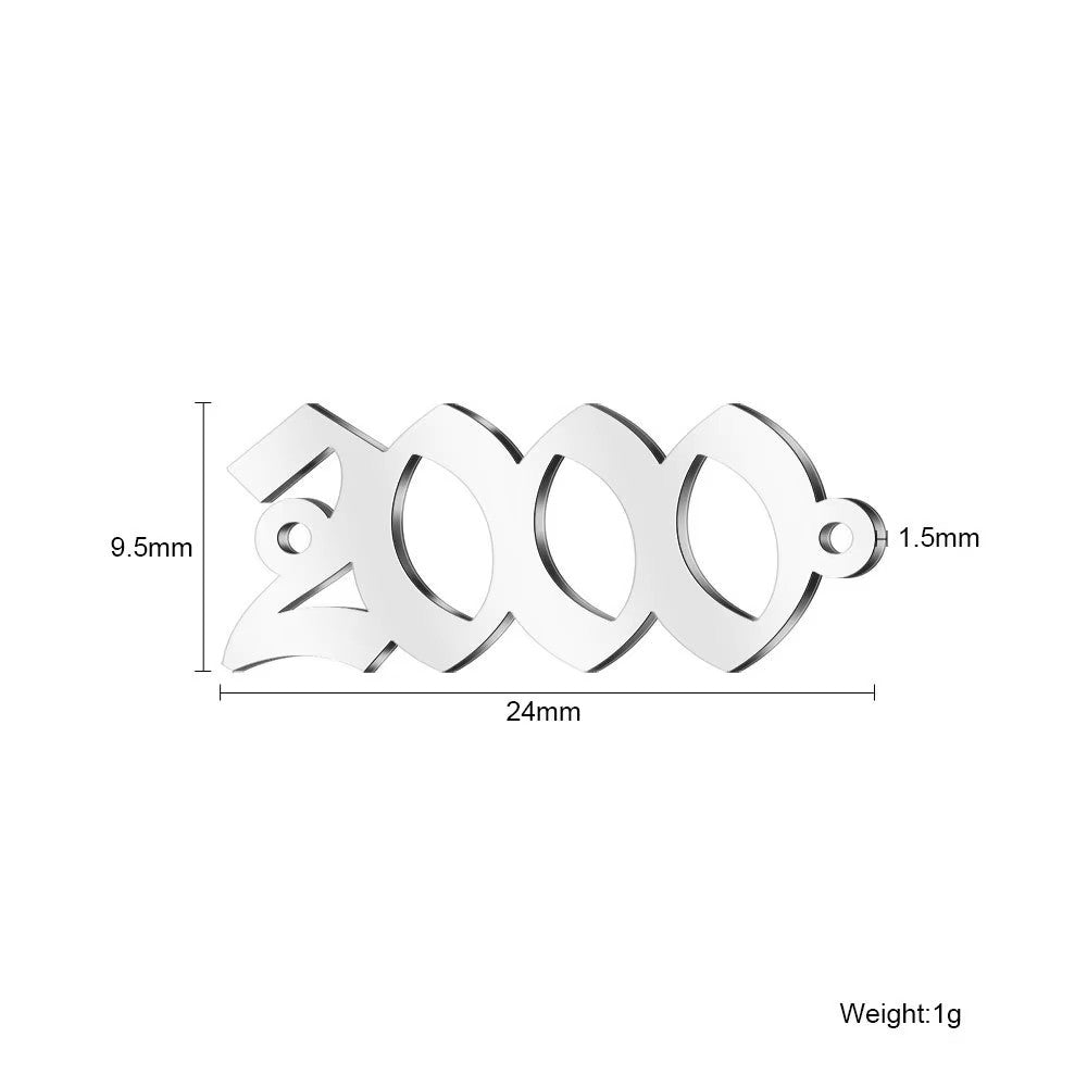 New Birth Year Stainless Steel Pendants Charms