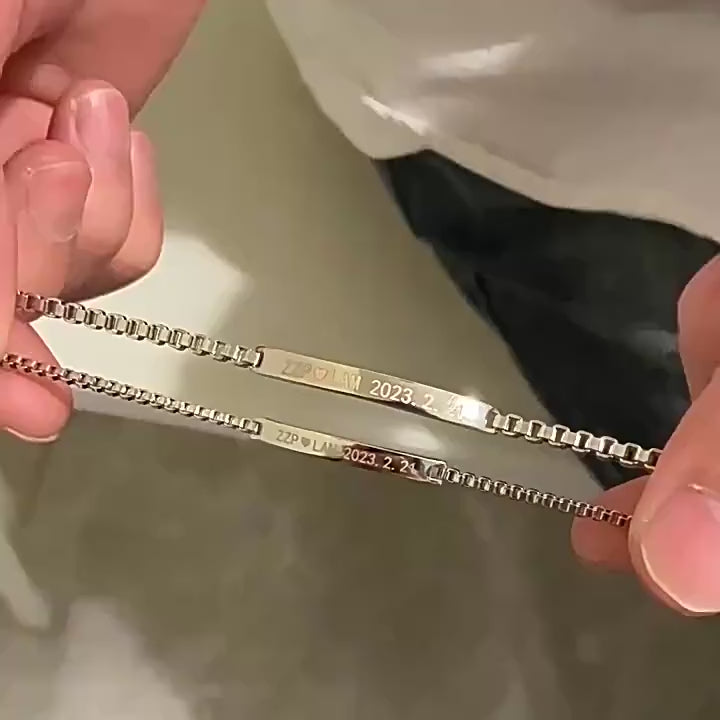Engraved Custom Couple Steel Name Bracelet Jewelry Set